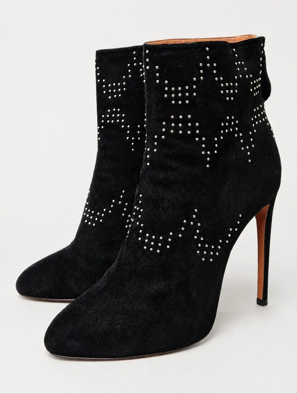 ALAIA | Black Suede Studded Stiletto Ankle Boots Size EU 40 / US 10